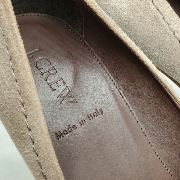 J. Crew Coddington Taupe Shimmer Suede Leather Platform Pumps Made in Italy - Picture 10 of 15
